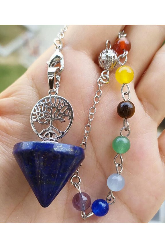 5pcs Lapis Lazuli Stone Chakra Pendulum Pendant tree Energy Reiki Healing Amulet
