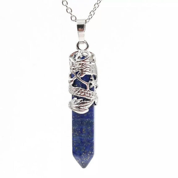 K-KED 5pcs Lapis Lazuli Stone Dragon Pendants Chakra Reiki Healing Amulet Energy