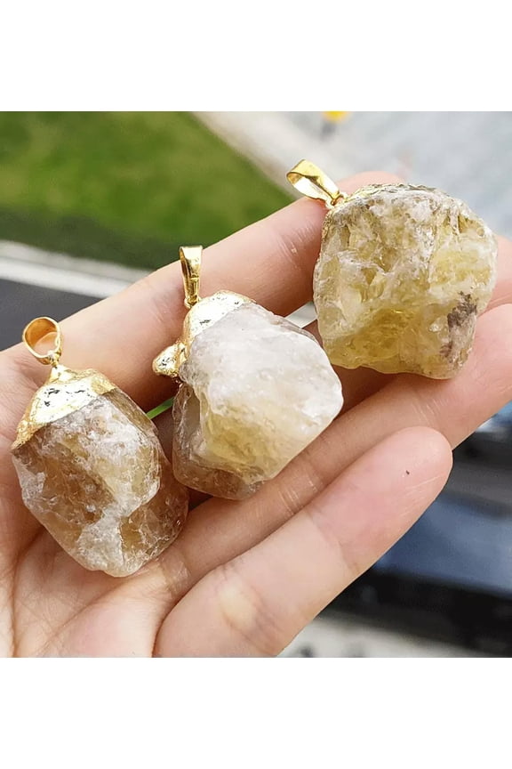 5pcs Natural Citrine Gems Stone Pendants Chakra Reiki Healing Amulet