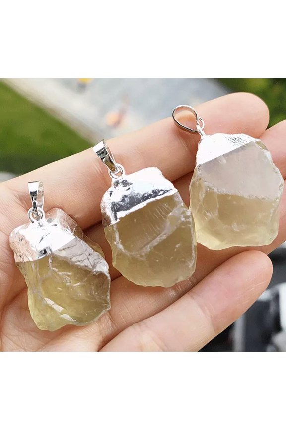 5pcs Natural Lemon Quartz Gems Stone Pendants Chakra Reiki Healing Amulet
