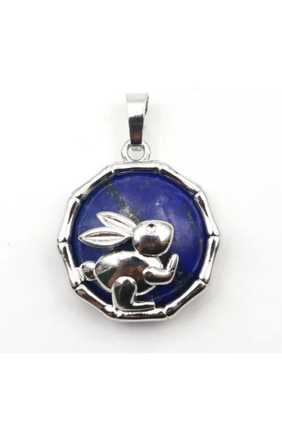 5pcs Natural Quartz Agate Gem Stone Rabbit Pendants Magic Reiki Healing Amulet-Lapis Lazuli