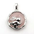 thumbnail image 1 of K-KED 5pcs Natural Quartz Agate Gem Stone Rabbit Pendants Magic Reiki Healing Amulet-Rose Quartz, 1 of 9