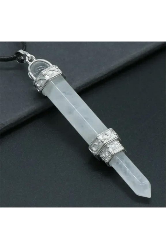 5pcs Natural Scepter Hexagonal Column Pendant Christmas Lucky Scepter Pendant -White crystal