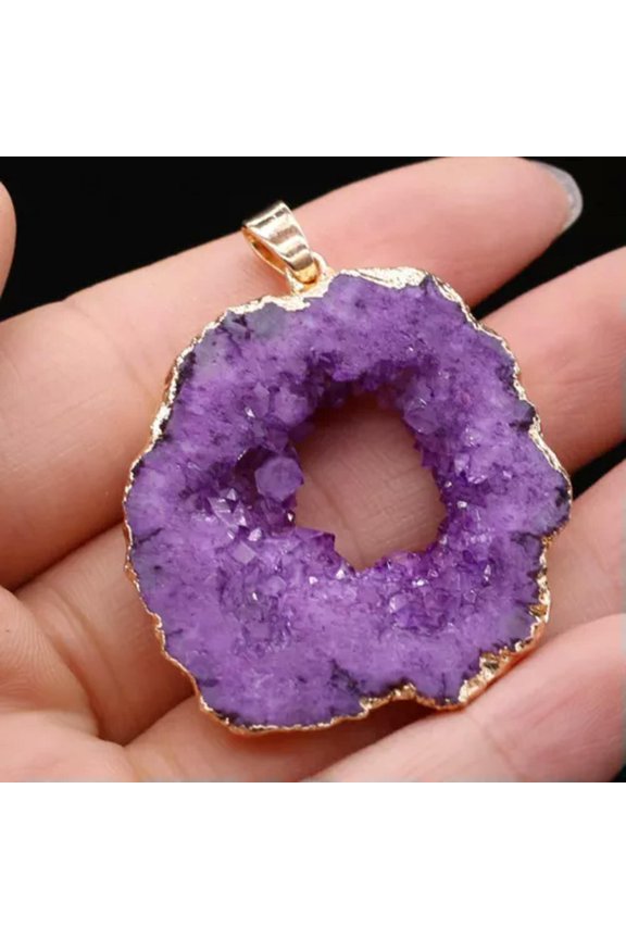 5pcs Natural Stone Druzy Crystal Pendants Irregular Charms for Delicate Jewelry -F