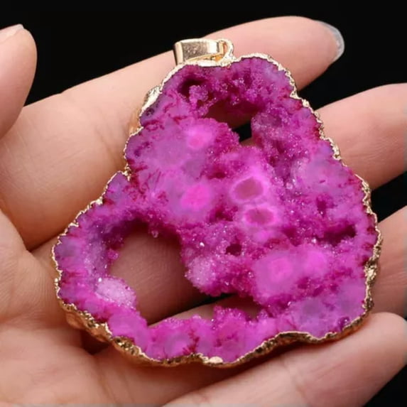 K-KED 5pcs Natural Stone Druzy Crystal Pendants Irregular Charms for Delicate Jewelry -H