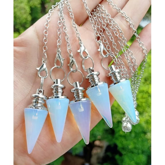 K-KED 5pcs Opal Stone Magic Pendulum Pendant Energy Power Reiki Healing Amulet