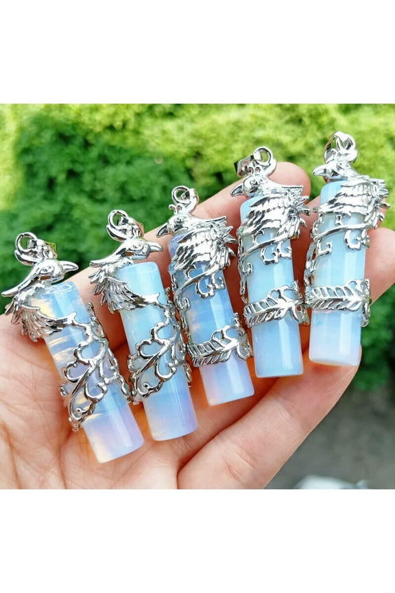 5pcs Opal stone Phoenix Pendants Chakra Reiki Healing Amulet Power