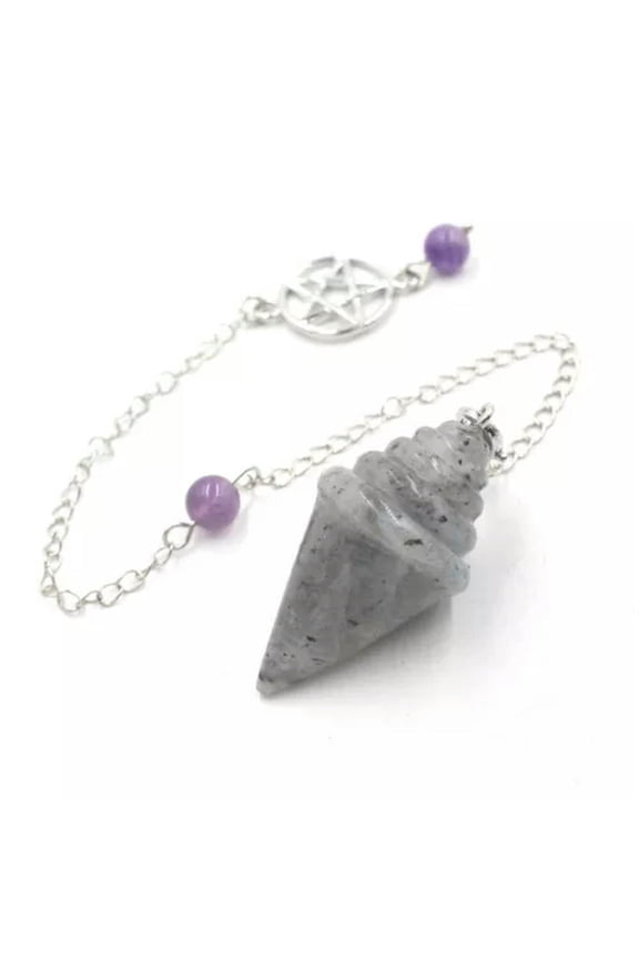 5pcs Quartz Cone Faceted Gem Pendulum Pendant Energy Chakra Reiki Healing Amulet-Labradorite