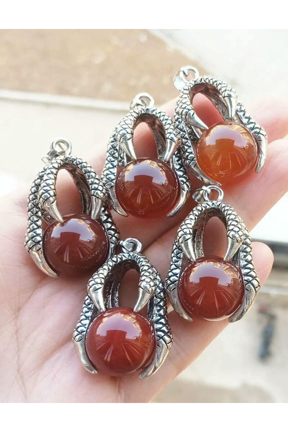 5pcs Red Agate Gems stone Dragon Claw Pendants Chakra Reiki Healing Amulet
