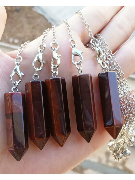 5pcs Red Tiger eye Gems stone Pendulum Pendants Chakra Reiki Healing Amulet