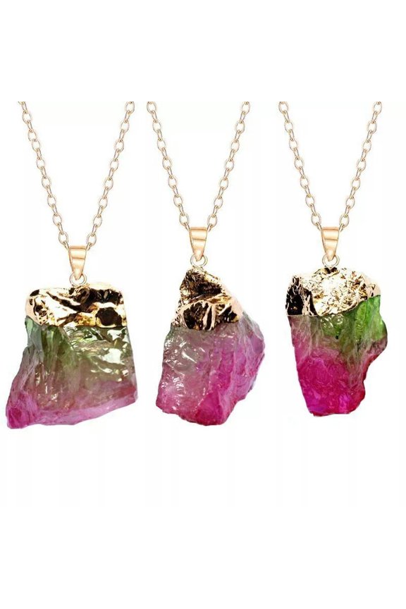5pcs Reiki Healing Stone Necklace Irregular Natural Raw Rainbow Quartz Necklaces