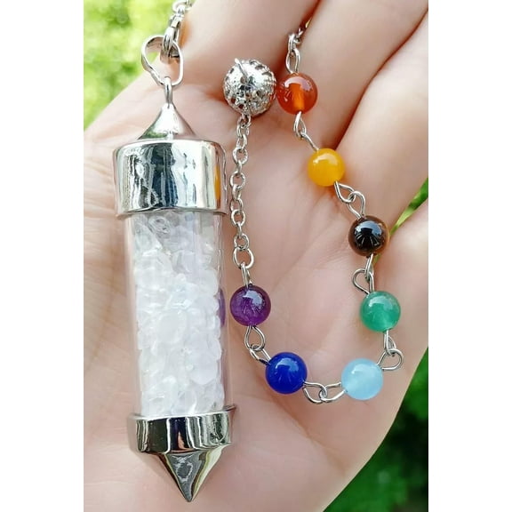 K-KED 5pcs Rock Quartz Bottle Chakra Pendulum Prism Magic Wand Energy Reiki Healing
