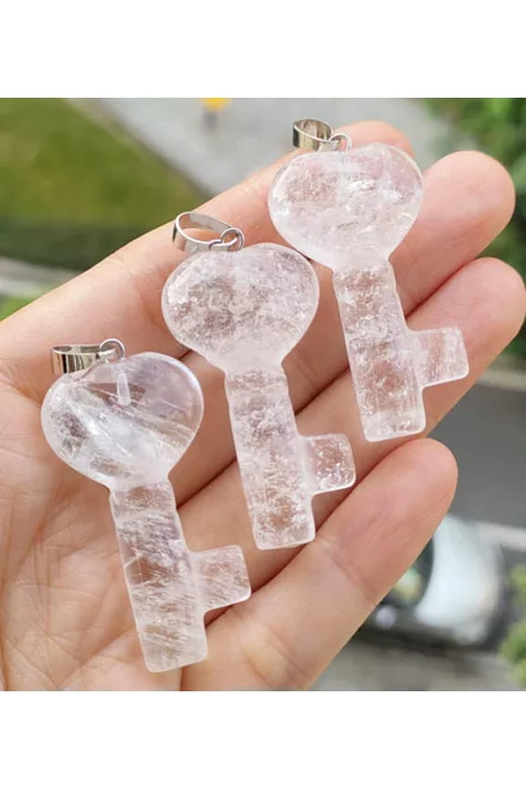 5pcs Rock Quartz Gems key Pendants love luck Chakra Reiki Healing Amulet