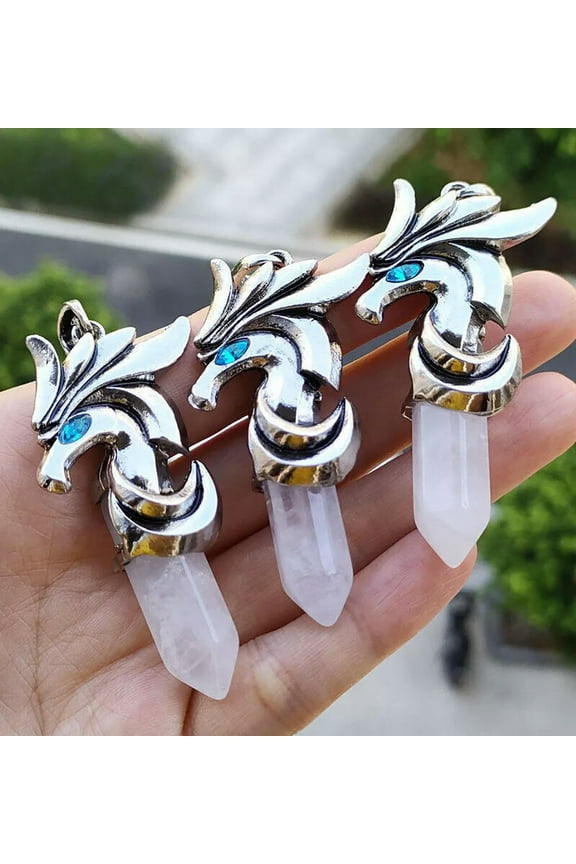 5pcs Rock Quartz Gems stone Pegasus Pendants Magic Reiki Healing Amulet