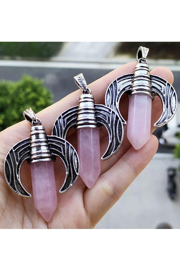 5pcs Rose Quartz Gems stone Pendants Magic Reiki Healing Amulet