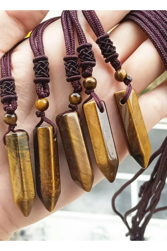 5pcs Tiger eye Stone ball Pendants Necklace Chakra Reiki Healing Amulet