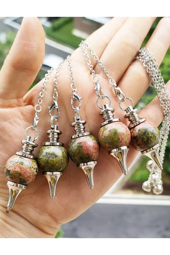 5pcs Unakite Jasper stone ball Pendulum Pendants Prism Magic Wand Reiki Healing