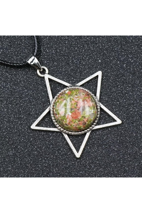 5pcs Unakite stone Gems Star Pendants Necklace Magic Reiki Healing Amulet