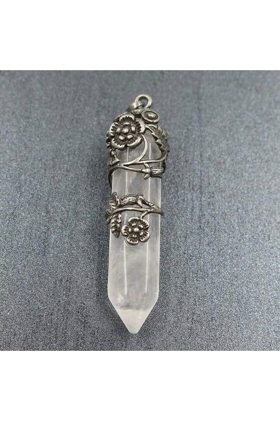 5pcs White Crystal Natural Gemstones Long Hexagonal Pointed Reiki Chakra Pendant