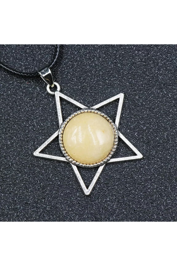 5pcs Yellow Jade Gems Star Pendants Necklace Magic Reiki Healing Amulet