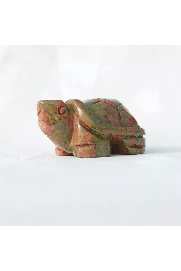 5x Natural Unakite Epidote Quartz Carved Longevity Turtle Crystal Reiki Tortoise
