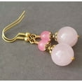 thumbnail image 1 of K-KED 6-10mm Rose Quartz Pink Jade Stones Round Dangle Hooks Earrings Jewelry, 1 of 4