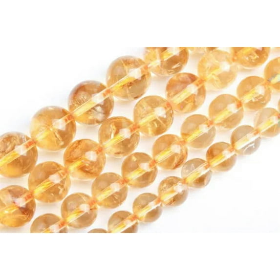 K-KED 6/8/10/12mm Genuine Natural Yellow Citrine Quartz Crystal Round Loose Beads 15''-12 mm