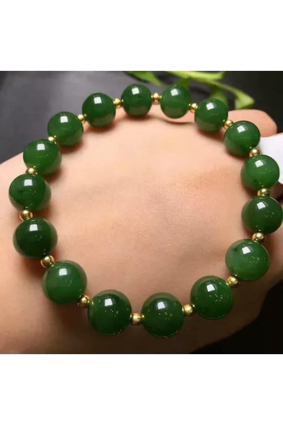 6/8/10/12mm Natural Green Jade Jadeite Round Gems Beads Stretch Bracelet 7.5''-12 mm