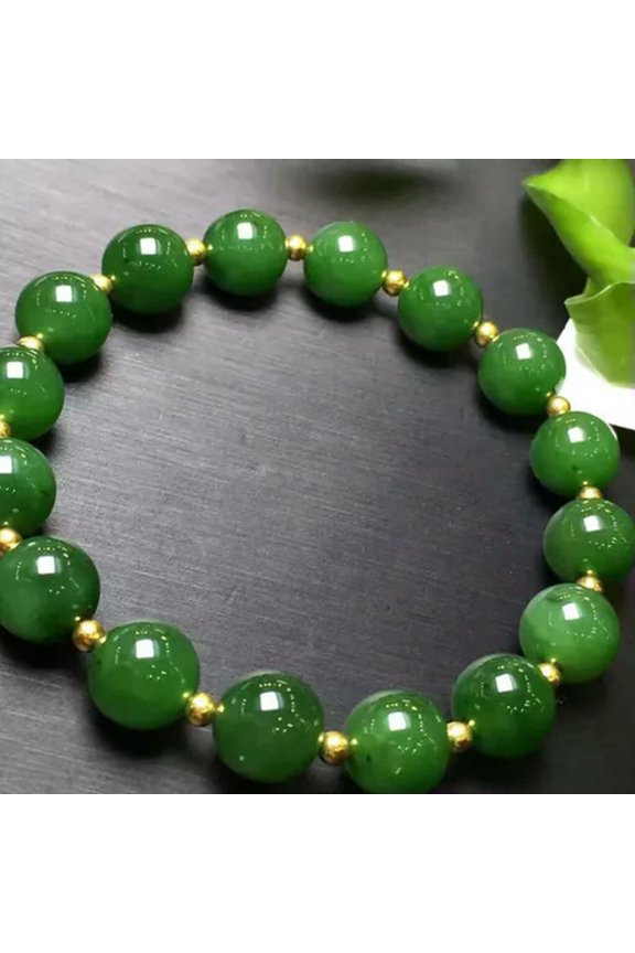 6/8/10/12mm Natural Green Jade Jadeite Round Gems Beads Stretch Bracelet 7.5''-8 mm