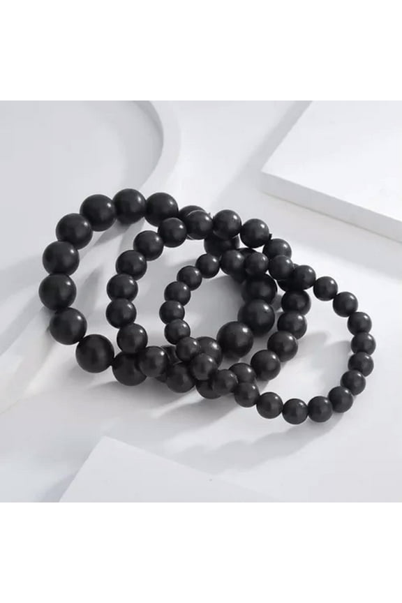 6/8/10/12mm Shungite Bracelet, Shungite Gemstone Beads,Radiation EMF Protection-12 mm