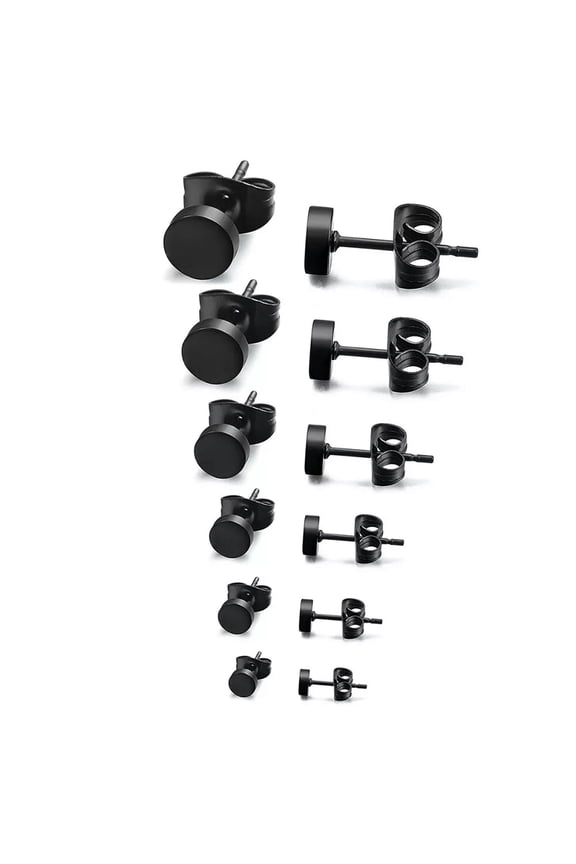 6 Pair Unisex Ear Piercing Earrings Studs Round Gauges Men for Mens