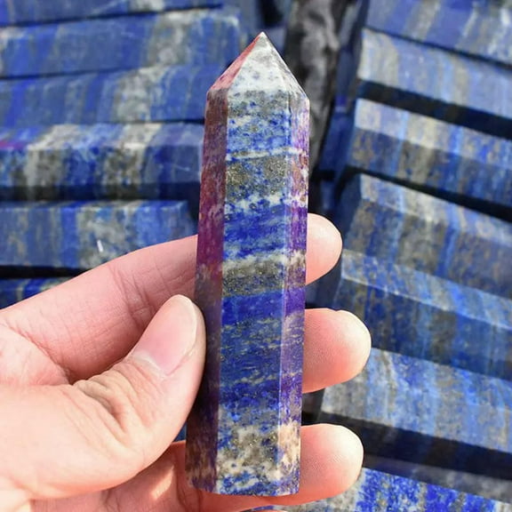 K-KED 60-70mm Natural Lapis Lazuli Quartz Crystal Point Obelisk Healing Reiki Gemstone-default