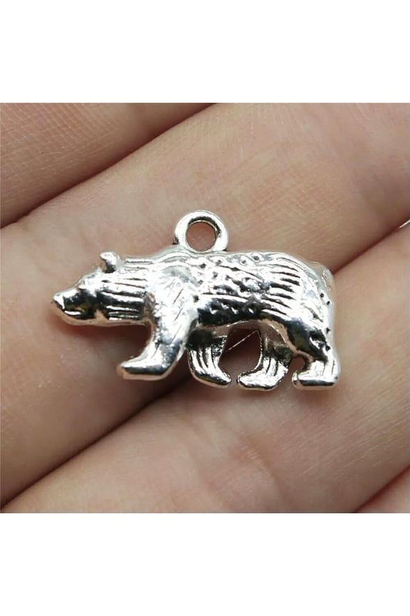 60 Pcs Antique Silver bear Charms Pendant 24x15MM B11815