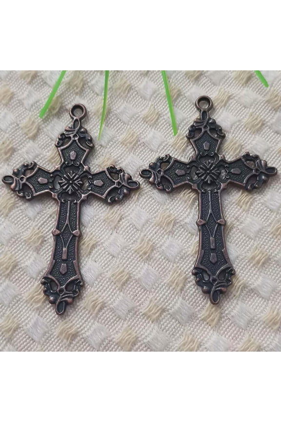 60 Pcs Antique red copper cross Charms Pendant 56x37MM S5112 DIY Delicate Jewelry Making