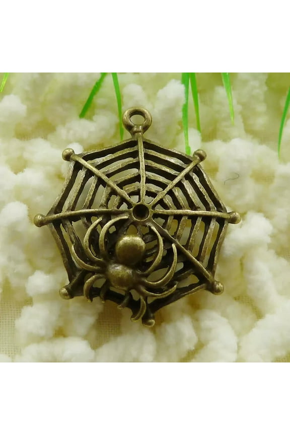 60 Pcs Bronze Plated Cobweb Charms Pendant 33X31MM S122 DIY Delicate Jewelry Making