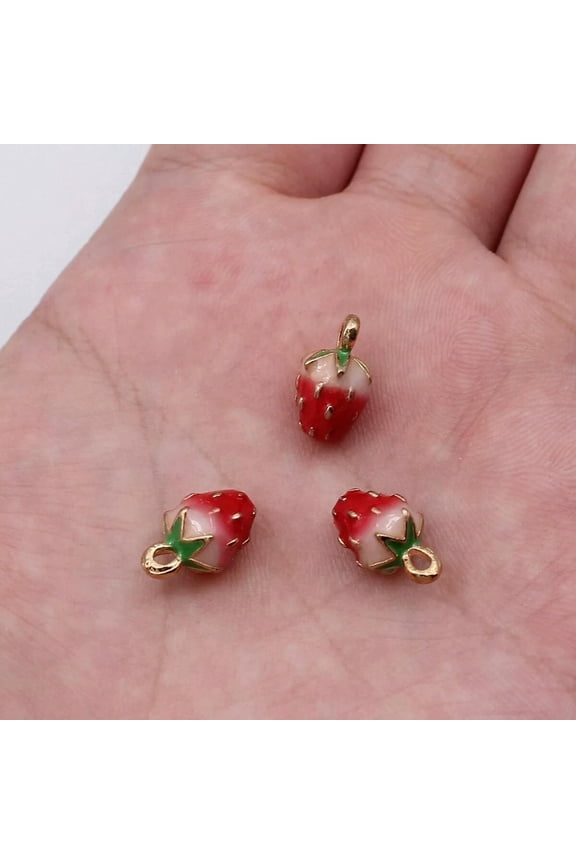 60 Pcs Red Alloy Enamel Cherry Charms Pendant 13X17MM Diy Delicate Jewelry Making D20187