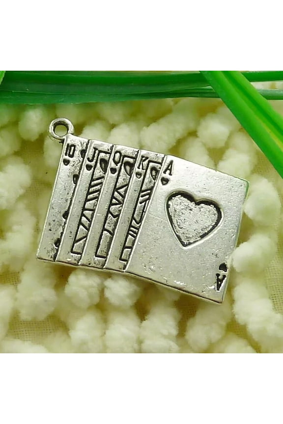 60 Pcs Tibetan Silver Playing Cards Charms 33X21MM S1662 DIY Delicate Jewelry Making