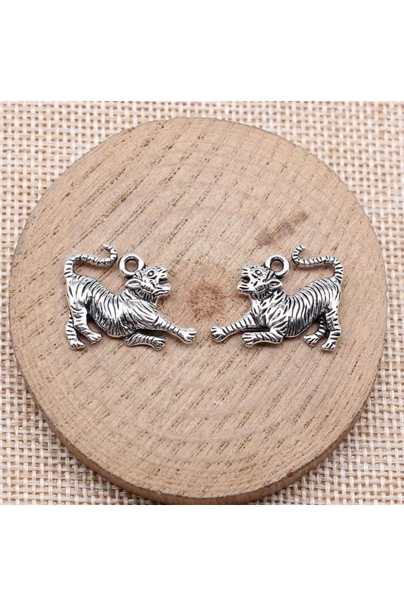 60 Pcs Tibetan Silver Tiger Charms Pendant 23X18MM DIY Delicate Jewelry Making C15839