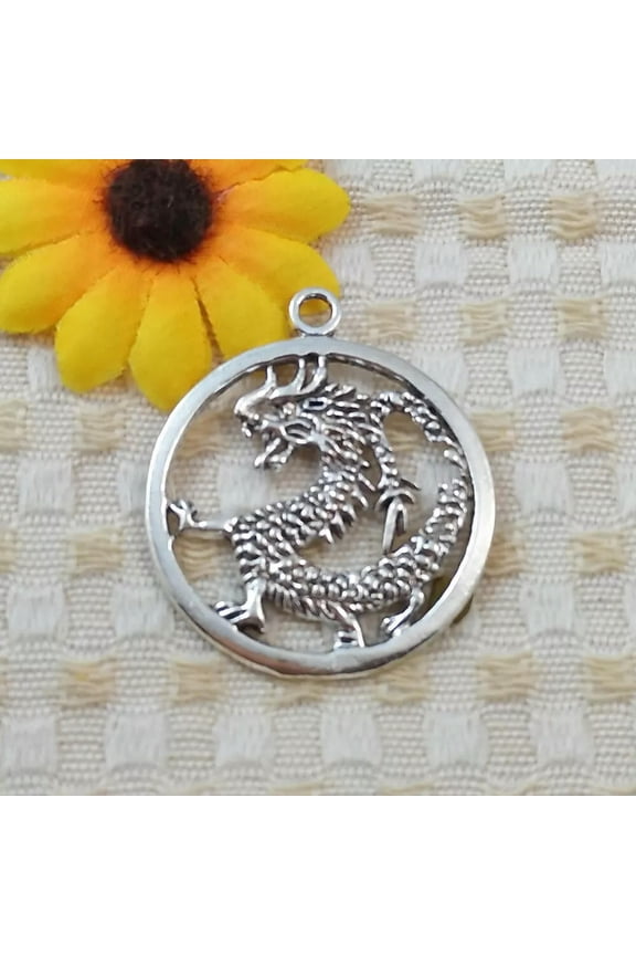 63 Pcs Tibetan Silver Dragon Charms Pendant 37X32MM S5288