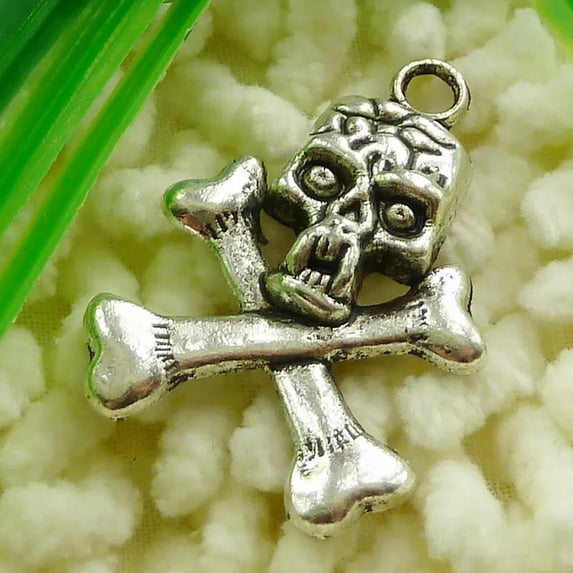 K-KED 66 Pcs Tibetan Silver Skull Charms Pendant 37X25MM S1666 DIY Delicate Jewelry Making