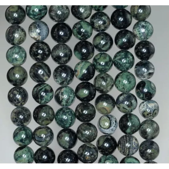 K-KED 6MM KAMBABA JASPER GEMSTONE GREEN ROUND LOOSE BEADS 15"