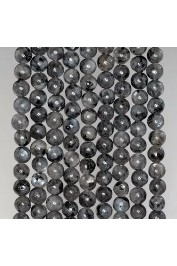 6MM LARVIKITE GEMSTONE GREY ROUND LOOSE BEADS 15.5"
