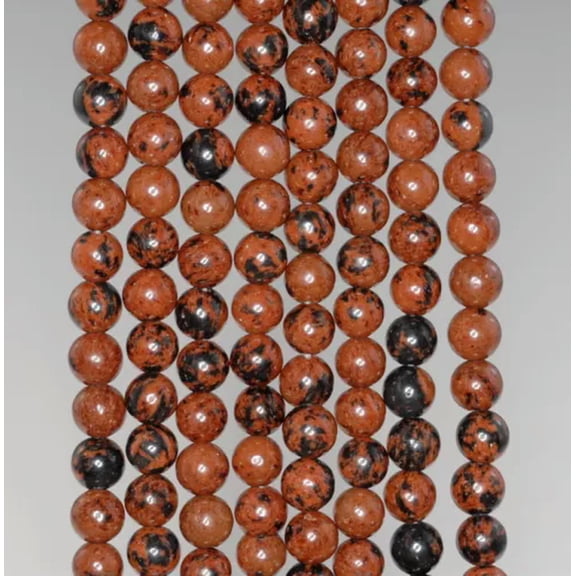K-KED 6MM MAHAGONY OBSIDIAN GEMSTONE ROUND LOOSE BEADS 15.5"