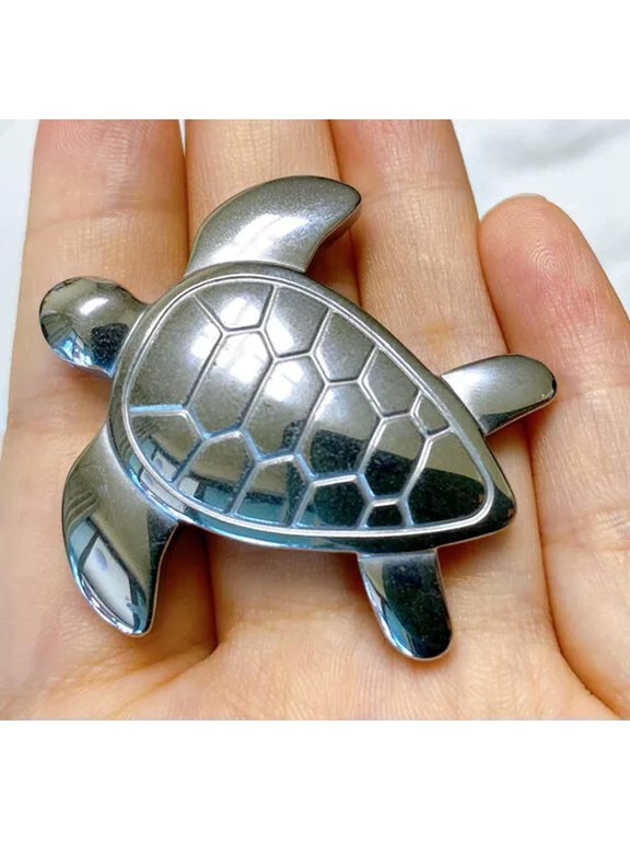 6Pcs Silver Carved Hematite Turtle Pendant Bead 43x43x7mm