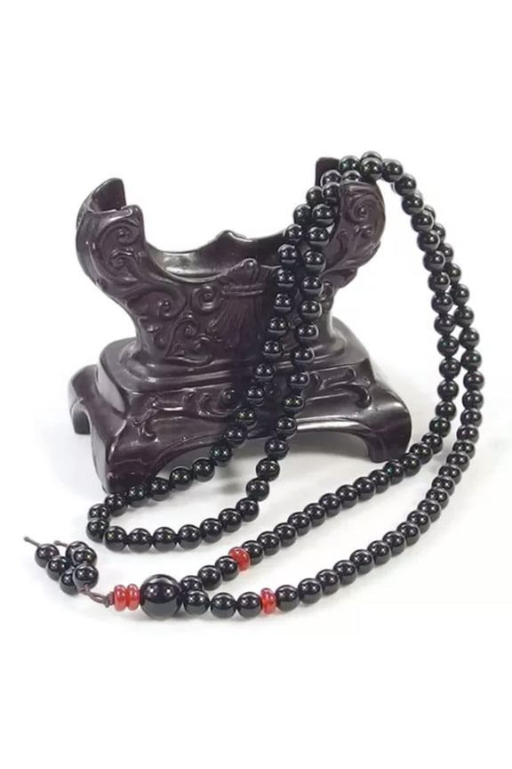 6mm 108 Natural Gemstone Beads Buddhist Prayer Mala energy Bracelet Necklace-Black agate