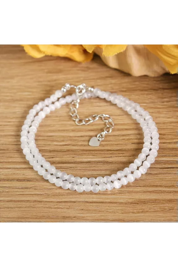 6mm Selenite Stone Beads Necklace Satin Crystal Dainty Choker 14-36"-14 in