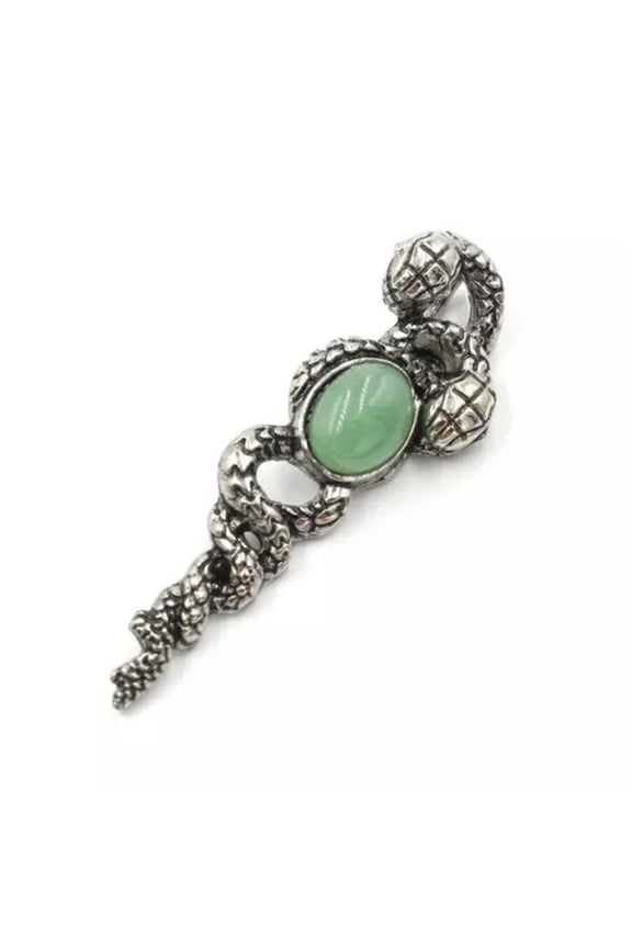 6pcs Natural Quartz Agate Gems Stone Snake Pendants Magic Reiki Healing Amulet-Green Aventurine