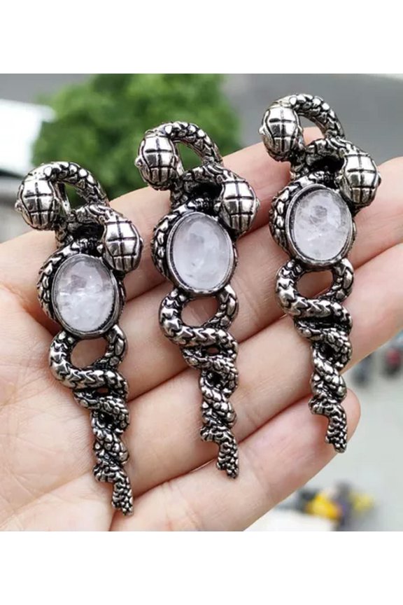 6pcs Rock Quartz Gems Snake Pendants Magic Reiki Healing Amulet