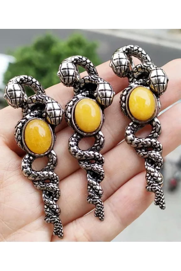 6pcs Yellow Jade Gems Snake Pendants Magic Reiki Healing Amulet