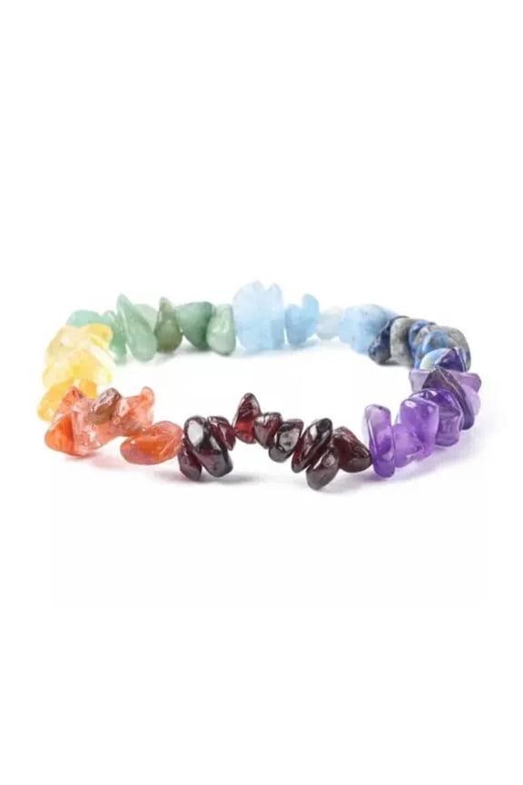 7 Chakra Bracelet Gemstone Crystal Natural Stone Stretch Reiki Jewellery Gift -8.5 in
